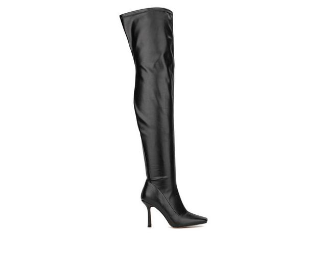 Women's New York and Company Natalia Over the Knee Boots in Black PU color