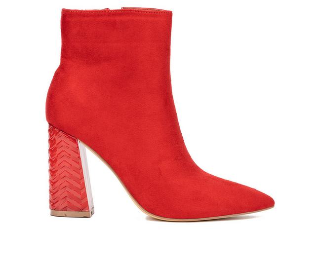 Women's New York and Company Zhuri Heeled Booties in Red color
