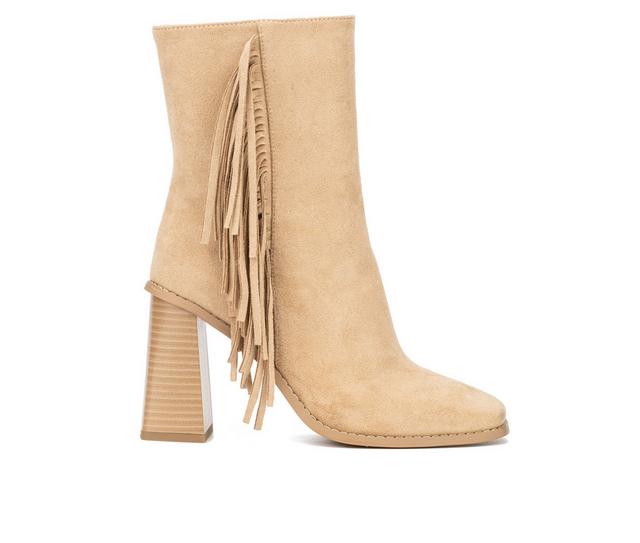 Women's New York and Company Aarya Heeled Booties in Nude color