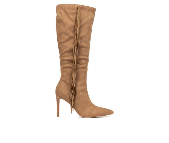 Women's New York and Company Mazikeen Knee High Boots in Nude color