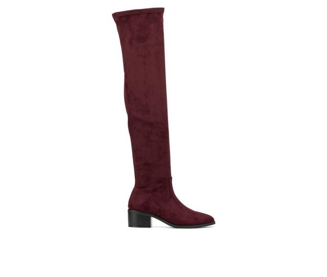 Women's New York and Company Rana Over the Knee Boots in Burgundy color