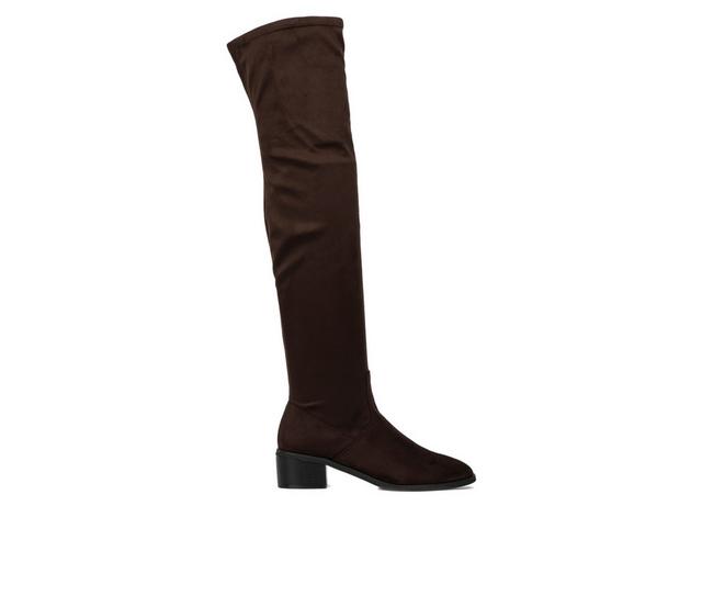Women's New York and Company Rana Over the Knee Boots in Chocolate color