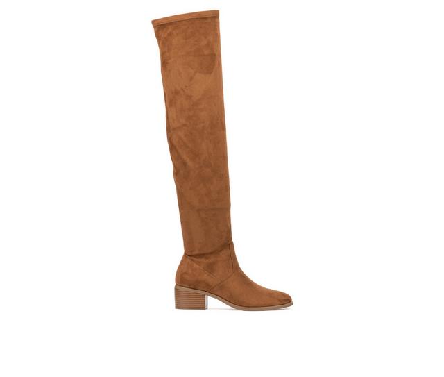 Women's New York and Company Rana Over the Knee Boots in Cognac color