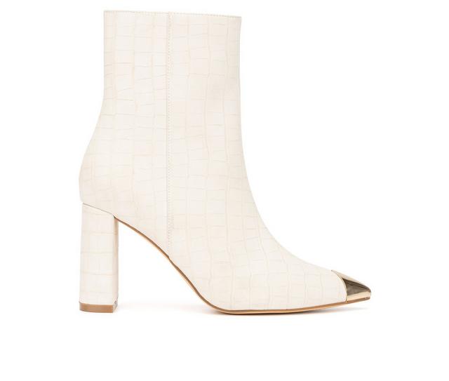 Women's New York and Company Kyla Heeled Booties in Bone color