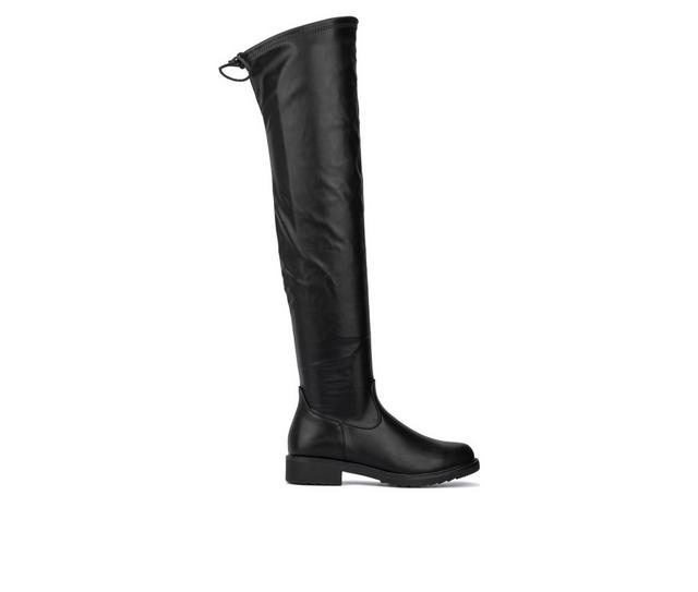 Women's New York and Company Ulla Knee High Boots in Black PU color