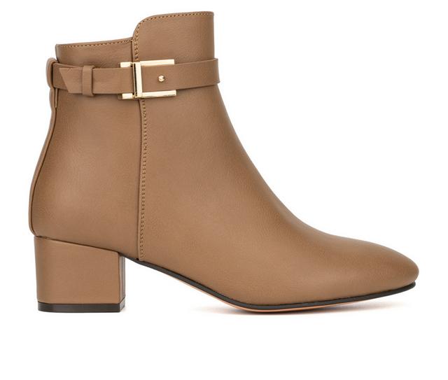 Women's New York and Company Flori Ankle Booties in Dark Tan color