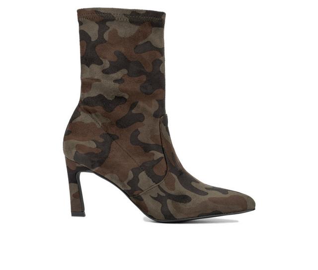 Women's New York and Company Xandra Mid Calf Booties in Camouflage color