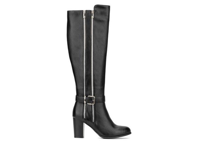 Women's New York and Company Andrina Knee High Heeled Boots in Black color