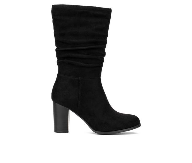 Women's New York and Company Amena Mid Calf Heeled Boots in Black color