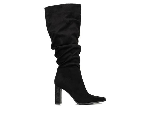 Women's New York and Company Damaris Knee High Heeled Boots in Black color