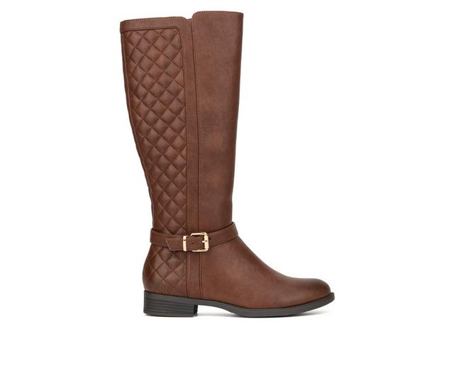 Women's New York and Company Enola Knee High Boots in Cognac color