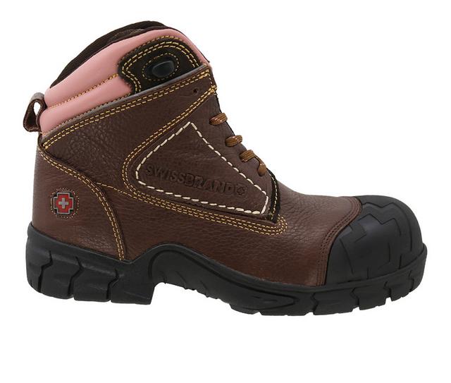 Women's Swissbrand Gladiator Work Boot 2510701 Slip Resistant Shoes in Brown color