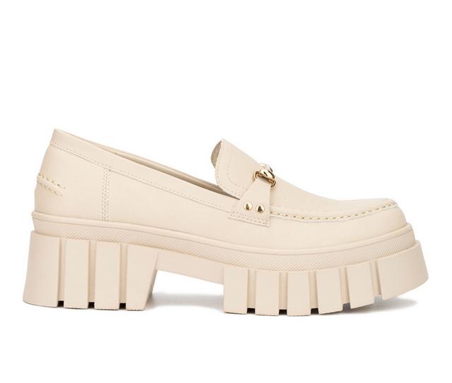 Women's New York and Company Seraphina Platform Loafers in Bone color