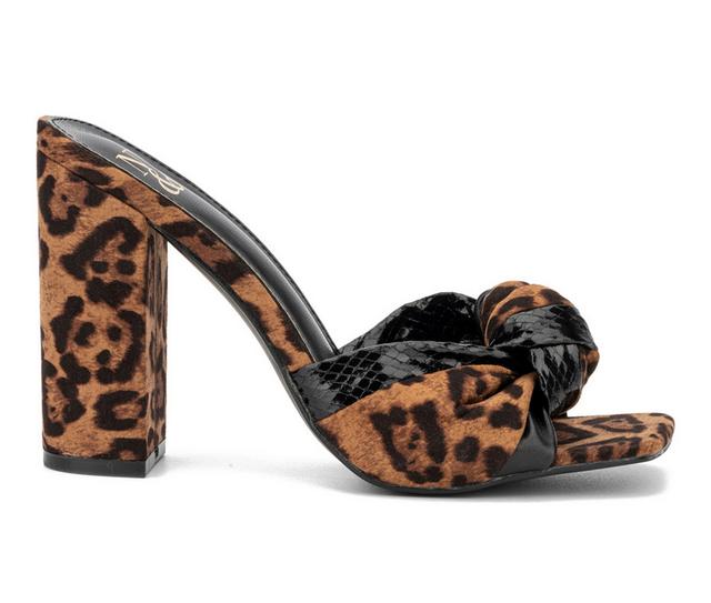 Women's New York and Company Anthi Dress Sandals in Brown Leopard color