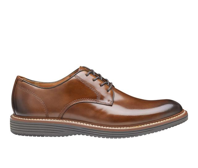 Men's Johnston and Murphy Upton Plain Toe Dress Shoes in Tan Leather color