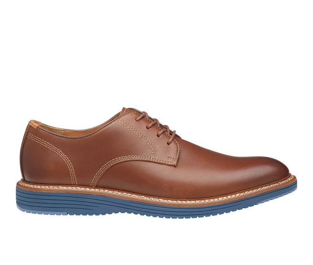 Men's Johnston and Murphy Upton Plain Toe Dress Shoes in Tan Full Grain color