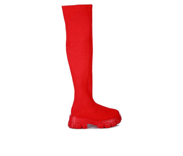 Women's London Rag Loro Over The Knee Boots in Red color