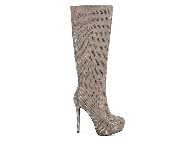 Women's London Rag Nebula Heeled Mid Calf Boots in Taupe color