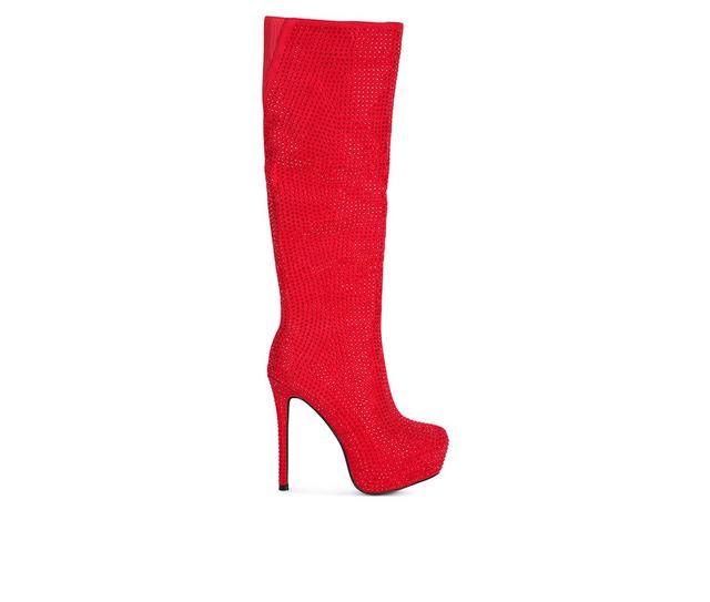 Women's London Rag Nebula Heeled Mid Calf Boots in Red color