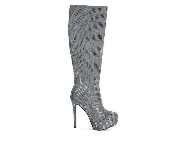 Women's London Rag Nebula Heeled Mid Calf Boots in Grey color