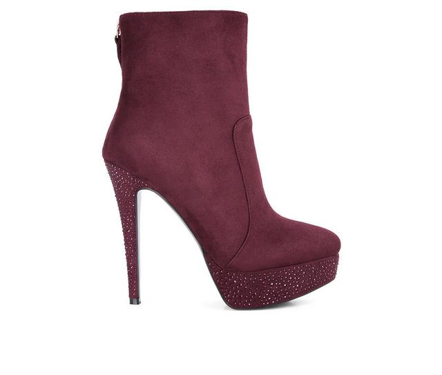 Women's London Rag Espiree Platform Stiletto Booties in Burgundy color