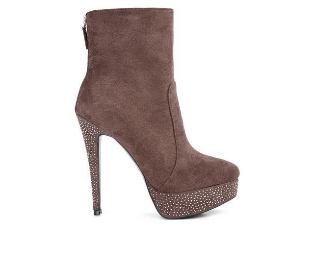 Women's London Rag Espiree Platform Stiletto Booties in Taupe color