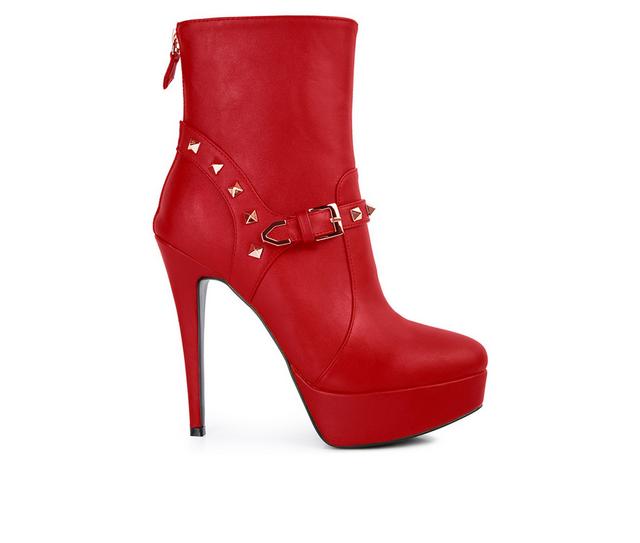 Women's London Rag Dejang Platform Stiletto Booties in Red color