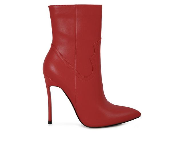 Women's London Rag Jenner Cowboy Booties in Red color