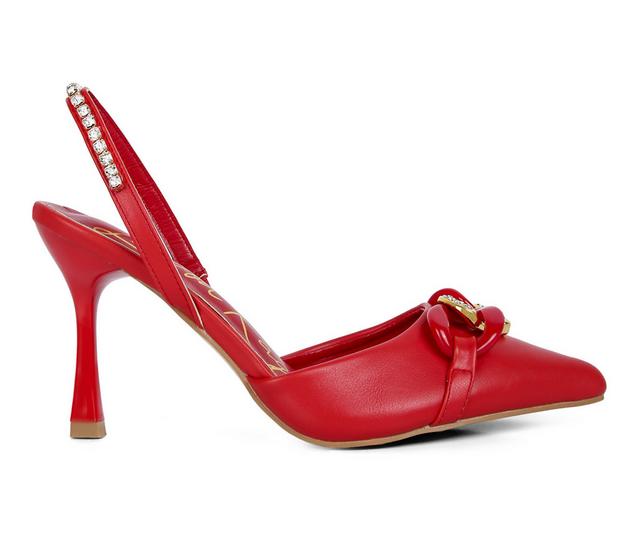 Women's London Rag Pull Pumps in Red color