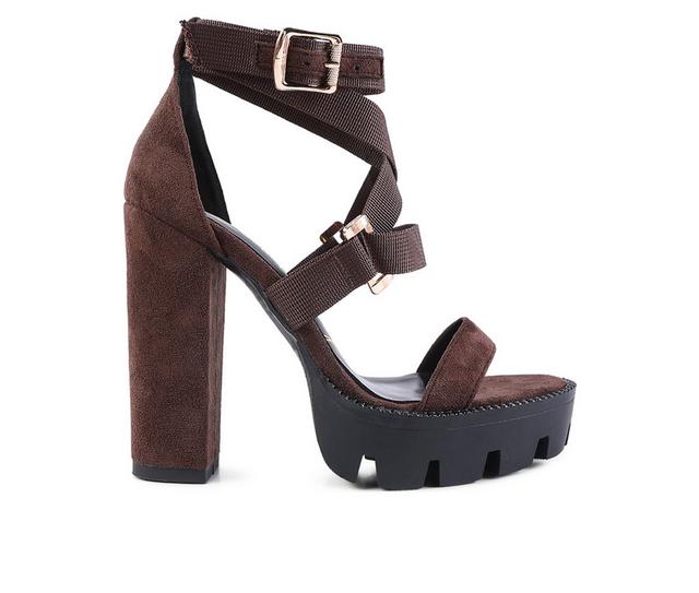 Women's London Rag Fresh Daisy Dress Sandals in Espresso color