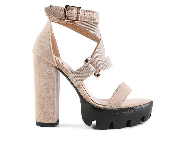 Women's London Rag Fresh Daisy Dress Sandals in Latte color