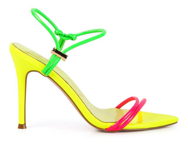 Women's London Rag High Porch Dress Sandals in Neon Yellow color