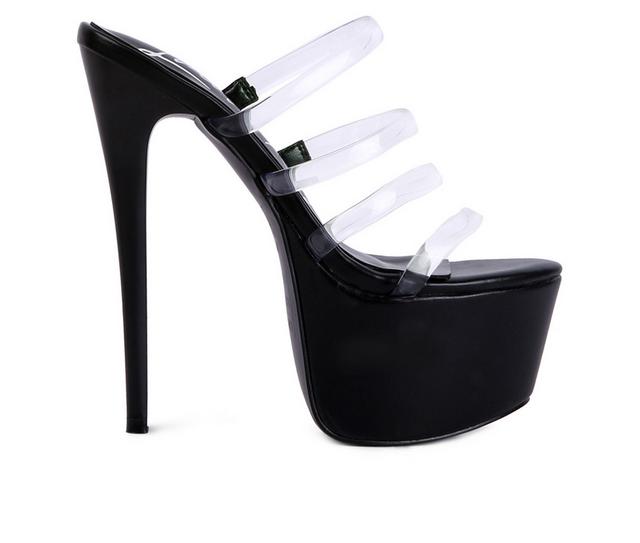 Women's London Rag Up Platform Stiletto Sandals in Black color