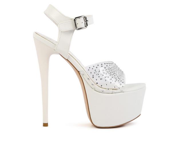 Women's London Rag First Date Platform Dress Sandals in White color