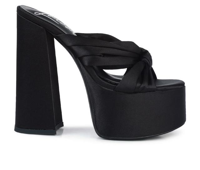 Women's London Rag Strobing Chunky Platform Heeled Sandals in Black color