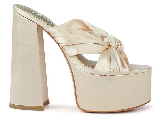 Women's London Rag Strobing Chunky Platform Heeled Sandals in Latte color