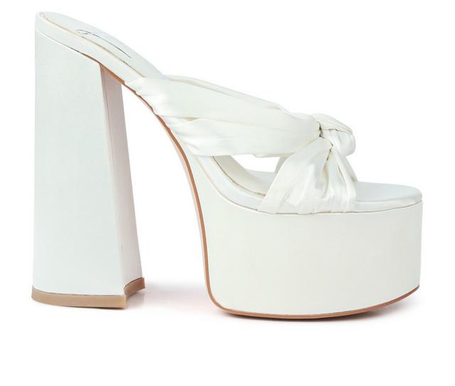 Women's London Rag Strobing Chunky Platform Heeled Sandals in White color