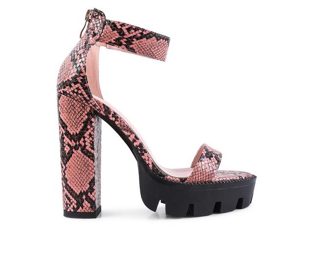 Women's London Rag Rattle Platform Dress Sandals in Pink color