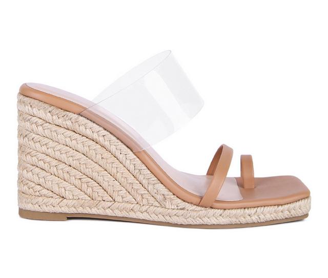 Women's London Rag Clear Path Espadrille Wedge Sandals in Camel color