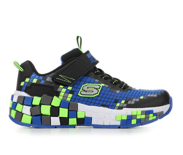 Boys' Skechers Little Kid & Big Kid Megacraft 3 Running Shoes in Black/Blue/Lime color