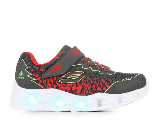 Boys' Skechers Little Kid & Big Kid Vortex 2.0 Wide Light-Up Shoes in Chrcoal/Lime/Rd color