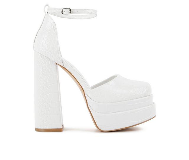 Women's London Rag Temp Platform Pumps in White color