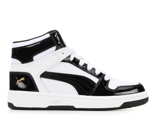 Women's Puma Rebound Sneakers in White/Black Pat color