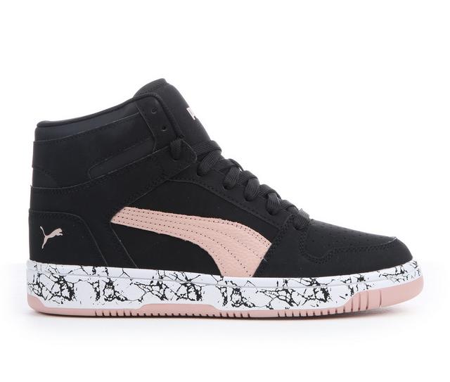 Women's Puma Rebound High-Top Sneakers in Blk/Nbk/Marb color