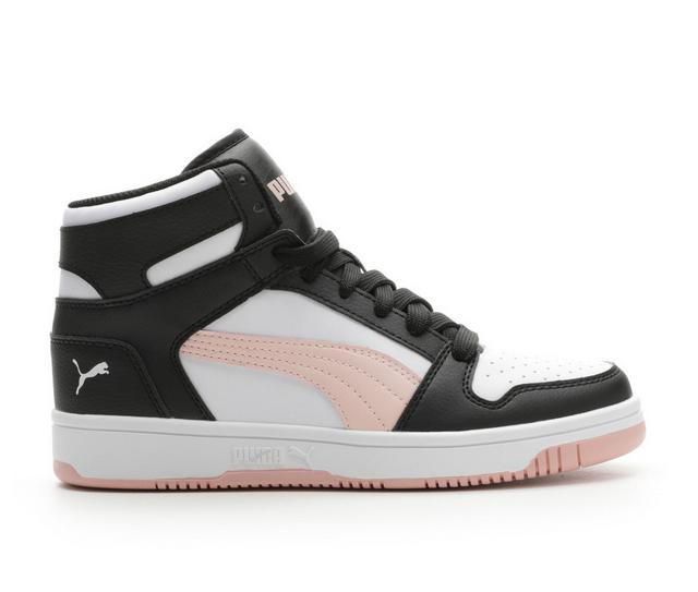 Girls' Puma Big Kid Layup SL Junior Sneakers in Wht/Black/Blush color