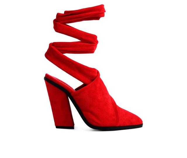 Women's London Rag Mama Fav Block Heel Mules in Red color