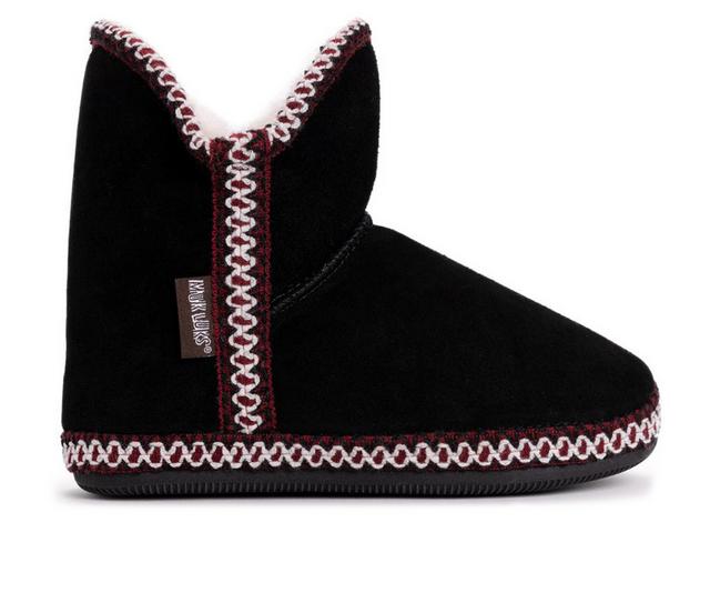 MUK LUKS Women's Macee Slipper Bootie in Ebony color
