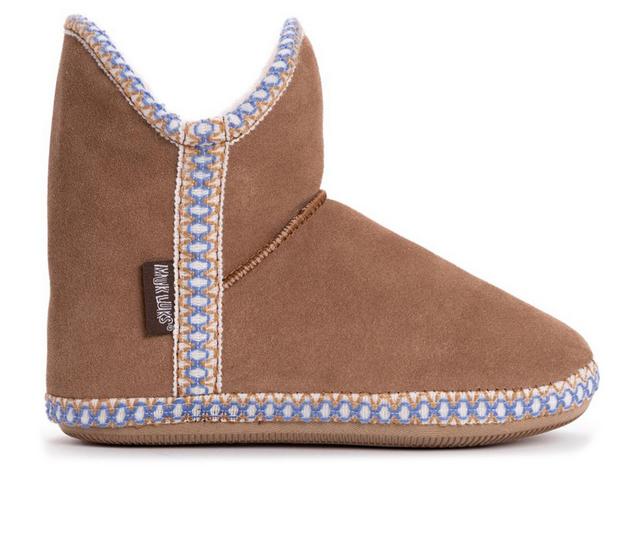 MUK LUKS Women's Macee Slipper Bootie in Caramel color