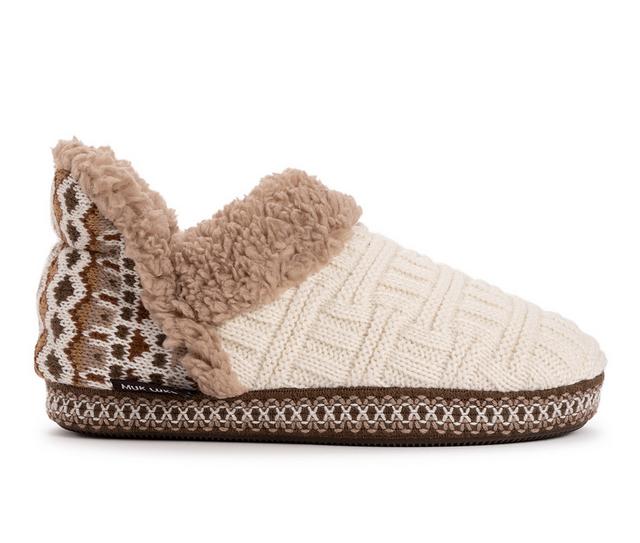 MUK LUKS Women's Magdalena Slippers in Ivory Fairisle color