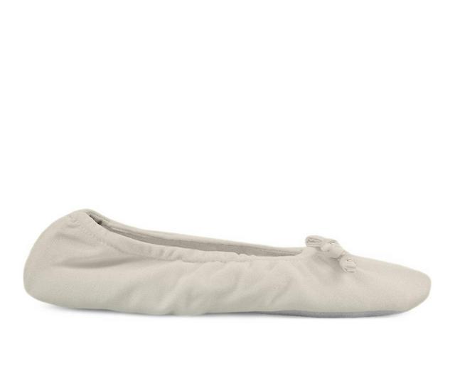 MUK LUKS Women's Stretch Satin Ballerina Slipper in Ivory color